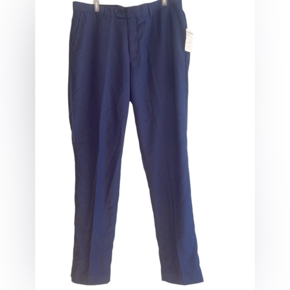 NWT Men’s Nordstrom ZNT18 Suit Pants Slate Blue & Beige Design Size 35